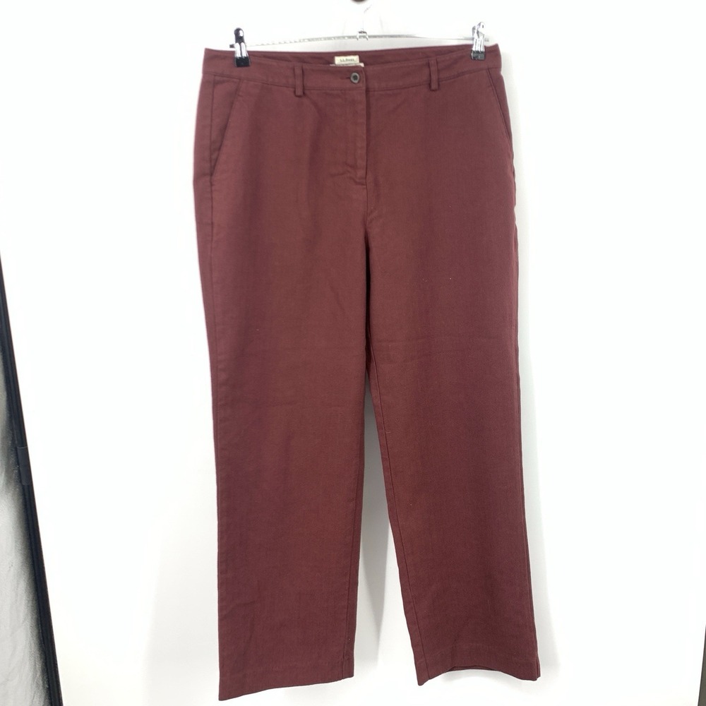 LL Bean  Women Size 14‎ Pants Red Classic Fit Trousers Straight Leg Lined